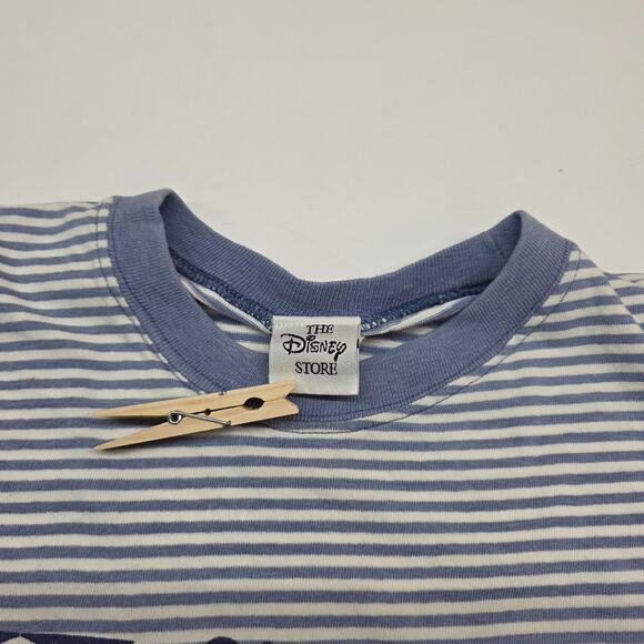 Vintage 90s Disney Store Mickey Mouse T Shirt Striped USA Distress Stain READ - Picture 6 of 16